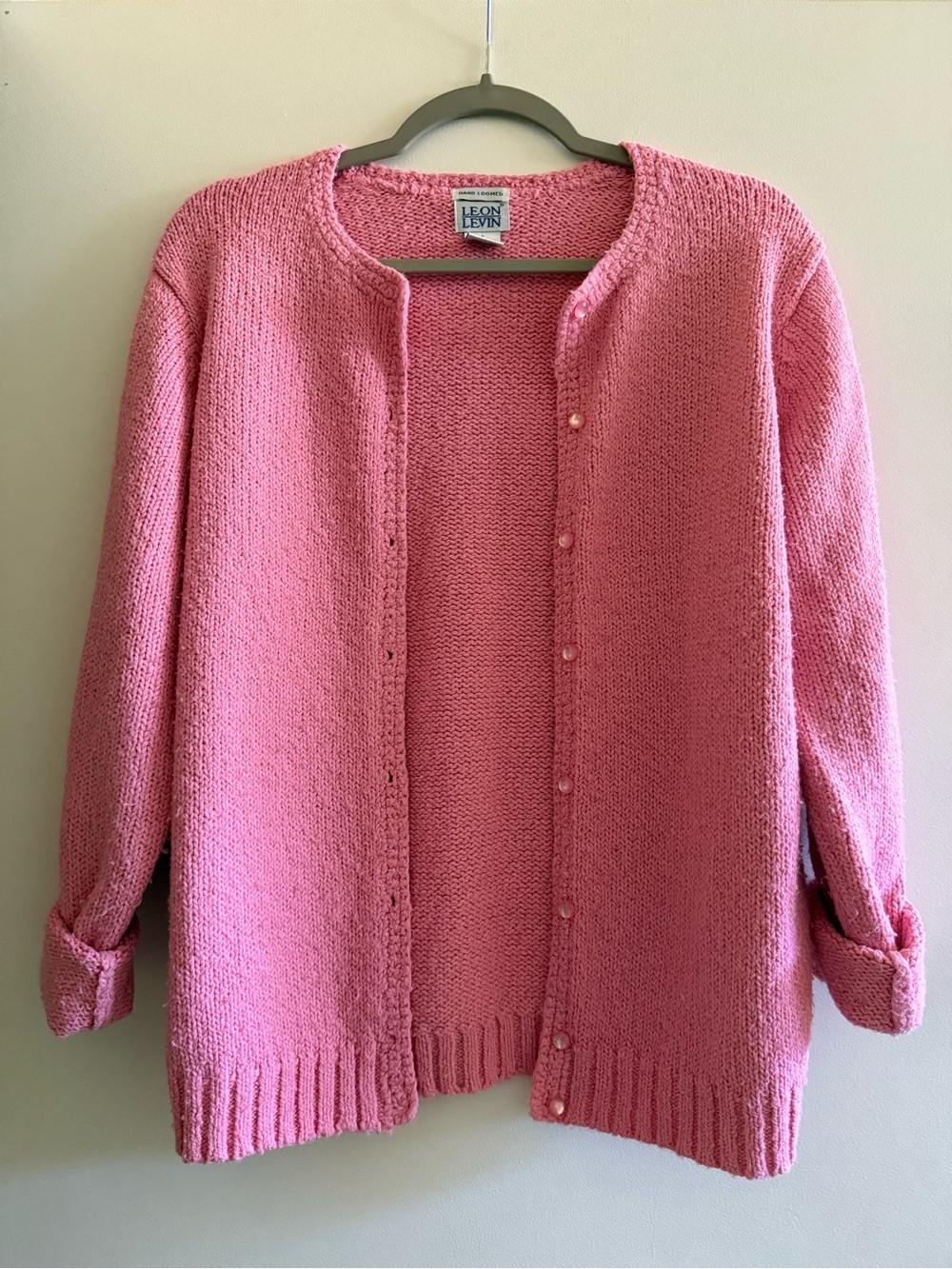 Women's Pink Knit Button-Front Cardigan